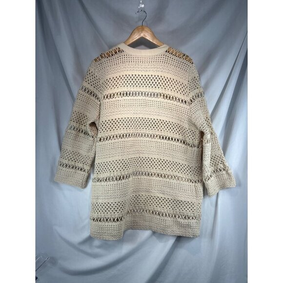 Chico's Women's Beige Cardigan Sweater Macrame Misty Open Front Size 3 (C-3) - Picture 2 of 6